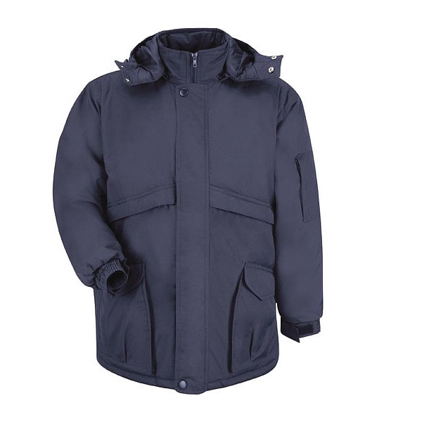 Parka, 65% Polyester/35% Cotton, Double-Slider Head Zipper, Navy, S