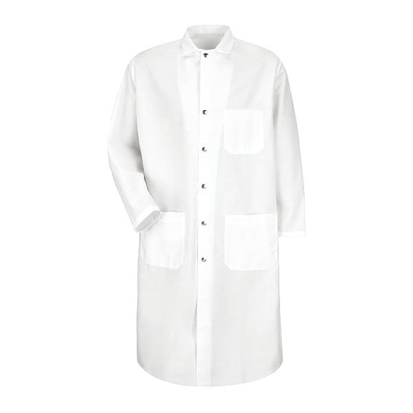 Coat, 100% Spun Polyester, snaps, White, 2XL