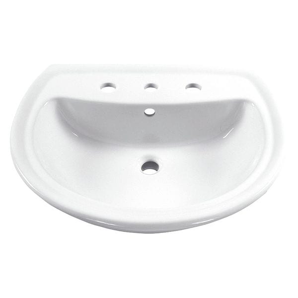 Pedestal Sink Basin, 8" Center Hole, White