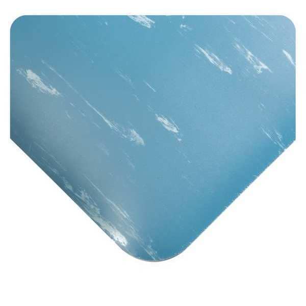 Antifatigue Mat, 10 ft. L x 3 ft. W, 7/8" Thickness, Marble, Blue