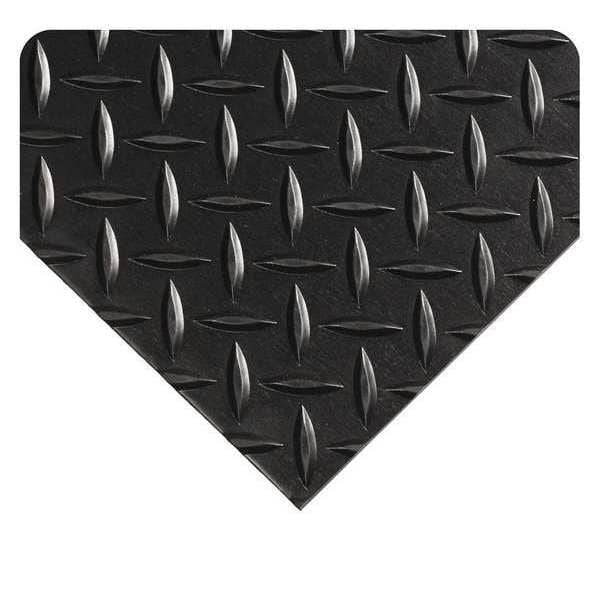 Antifatigue Mat, 10 ft. L x 2 ft. W, 1/4" Thickness, Diamond Plate, Black