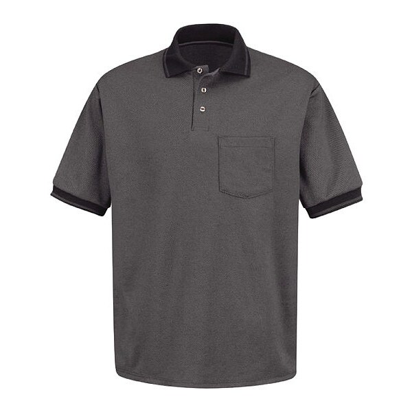 Short Sleeve Performance Polo, 50% Cotton/50% Polyester, Black/Charcoal, 2XL