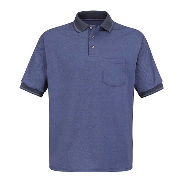 Short Sleeve Performance Polo, 50% Cotton/50% Polyester, Navy/Medium Blue, 2XL