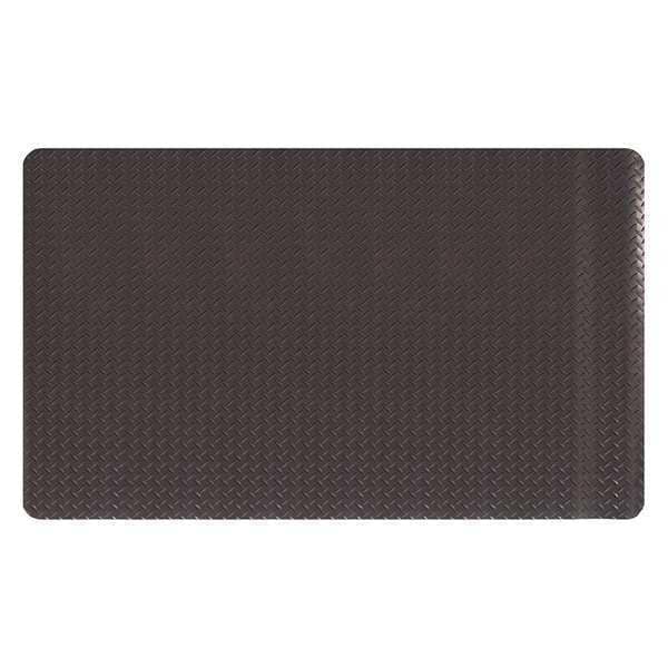 Antifatigue Mat, 10 ft. L x 3 ft. W, 11/16" Thickness, Diamond, Solid Black