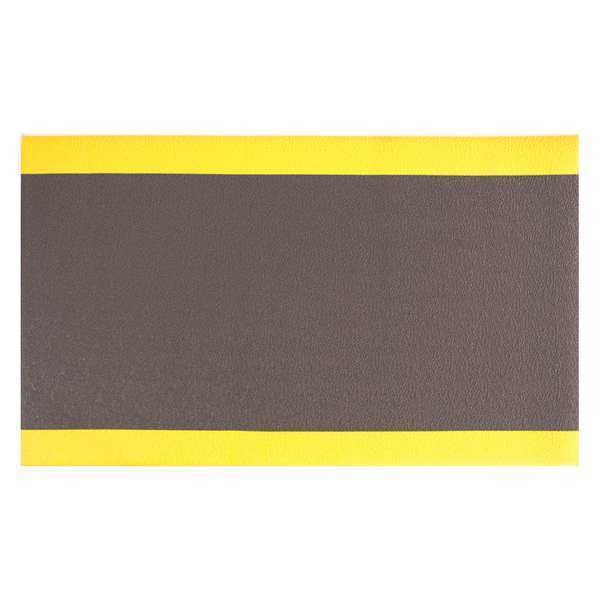 Antifatigue Mat, 5 ft. L x 3 ft. W, 3/8" Thickness, Embossed, Black/Yellow