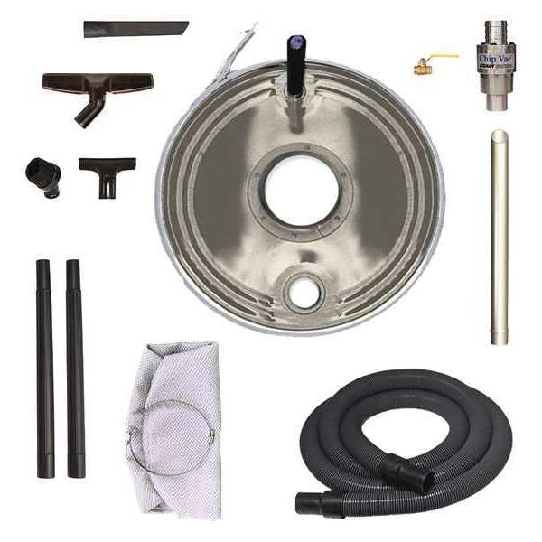 Chip Vacuum System, 30 gal., Hose Dia. 1-1/2", 40 scfm