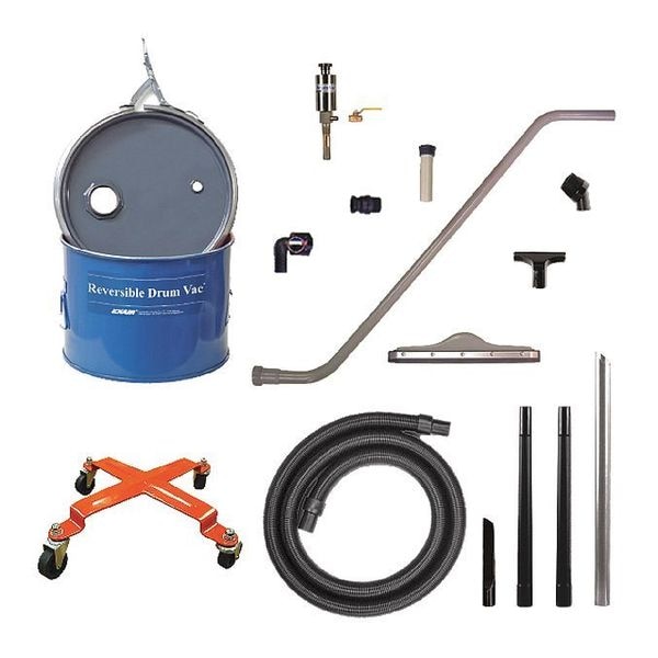 Deluxe Mini Rev. Drum Vacuum System, 5 gal., Hose Dia. 1-1/2", 19 scfm