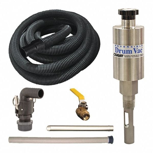 High Lift Rev. Drum Vacuum System, 30 gal., Hose Dia. 1-1/2", 43 scfm