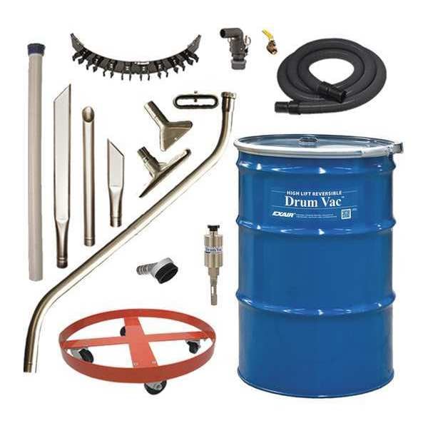 Premium Rev. Drum Vacuum System, 110 gal., Hose Dia. 1-1/2", 43 scfm