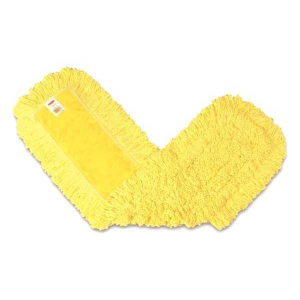 36 in L Dust Mop, Looped-End, Yellow, Cotton/Synthetic