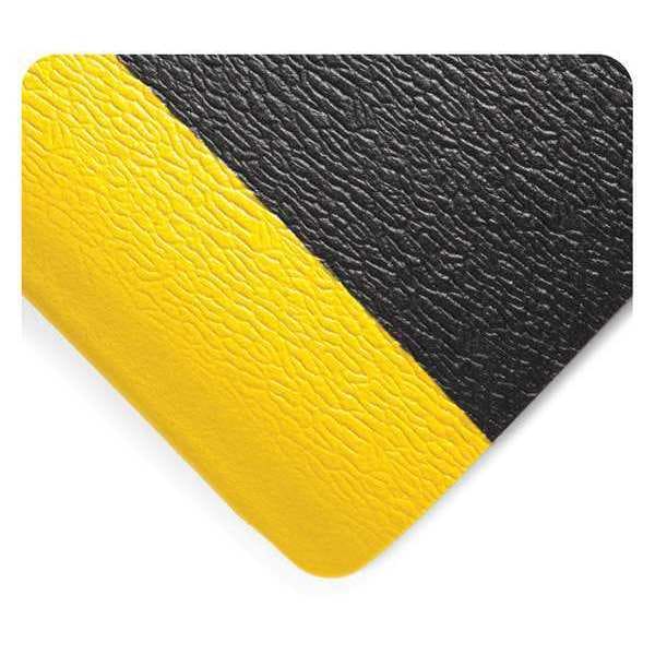 Antifatigue Mat, 11 ft. L x 2 ft. W, 5/8" Thickness, Pebble, Black/Yellow