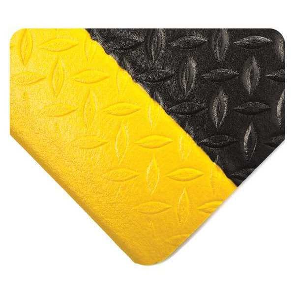 Antifatigue Mat, 11 ft. L x 2 ft. W, 1/2" Thickness, Diamond Tuf Sponge, Black/Yellow