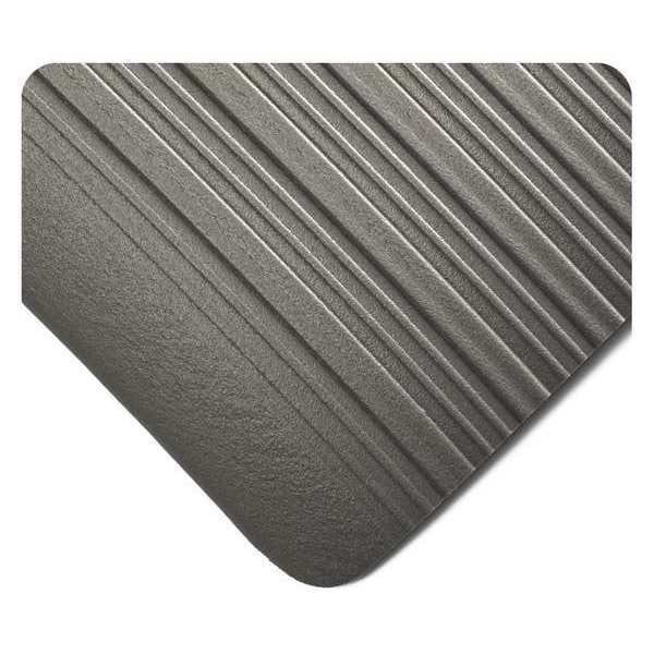 Antifatigue Mat, 10 ft. L x 4 ft. W, 3/8" Thickness, Ribbed, Gray