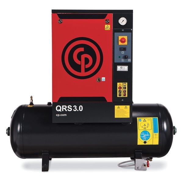 Rotary Screw Air Comp, 3 HP, Tank Mount