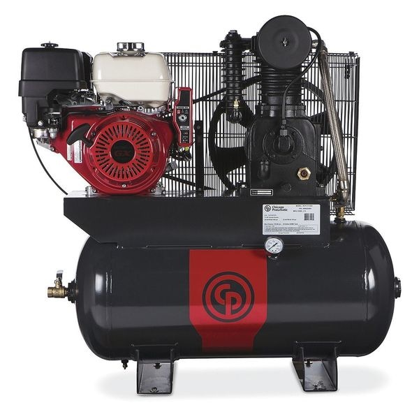 Piston Compressor, 11 HP, Honda, Gas, Horiz