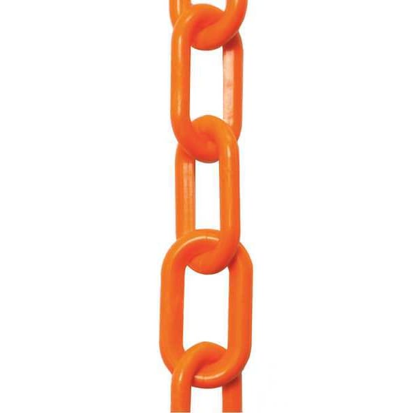 Plastic Chain, Safety Orange, 50 ft Length, Gloss