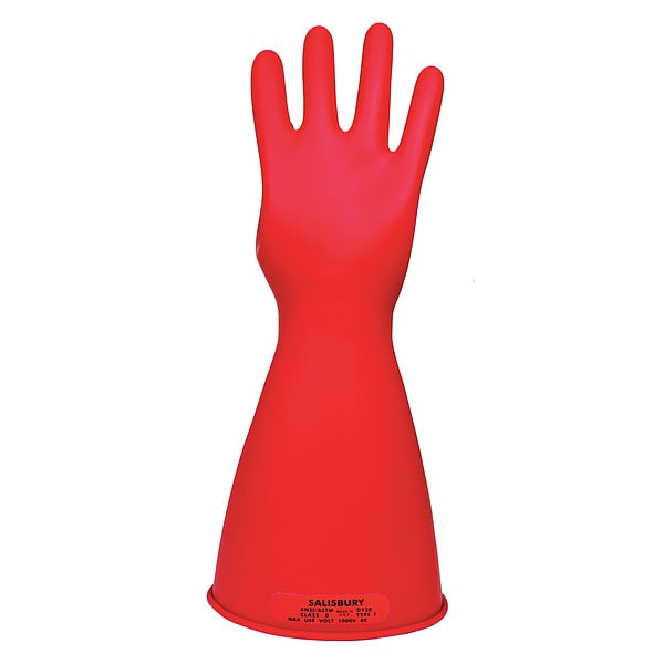 Electrical-Insulating Glove Kit, 1,000V AC, 1,500V DC, Rubber, 14 in Length, Red, Size 7