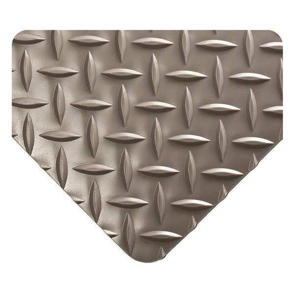 Antifatigue Mat, 75 ft. L x 3 ft. W, 3/16" Thickness, Diamond Plate, Gray