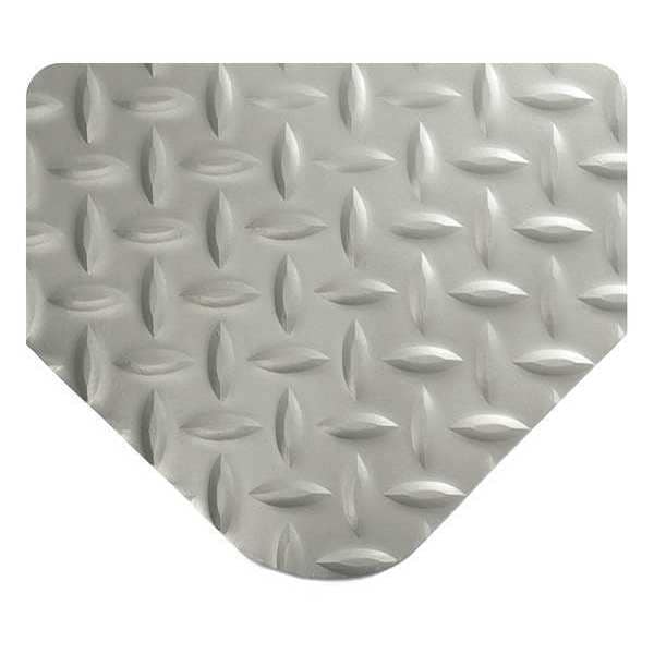 Antifatigue Mat, 10 ft. L x 2 ft. W, 15/16" Thickness, Diamond Plate, Gray