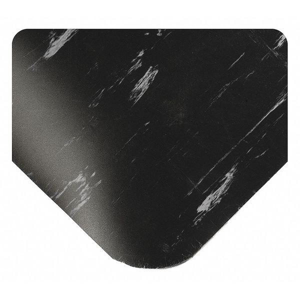 Antifatigue Mat, 10 ft. L x 2 ft. W, 1/2" Thickness, Marble, Black