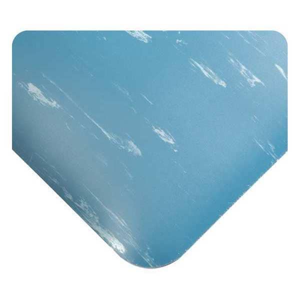 Antifatigue Mat, 10 ft. L x 2 ft. W, 1/2" Thickness, Marble, Blue