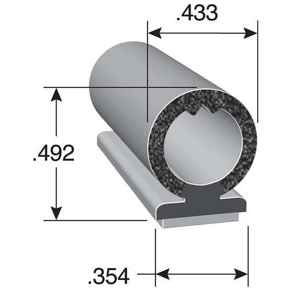 Black EPDM Trim Seal 25 ft L, 7/16 in W, 1/2 in H