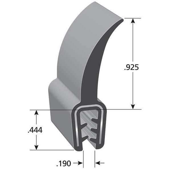 Black Vinyl Trim Seal 25 ft L, 1 3/8 in H