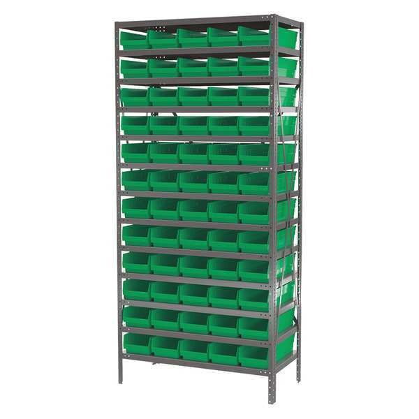Steel Bin Shelving Kit, 13 Shelves, Gray/Blue