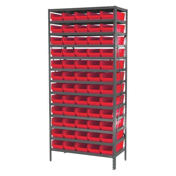 Steel Bin Shelving Kit, 13 Shelves, Gray/Green