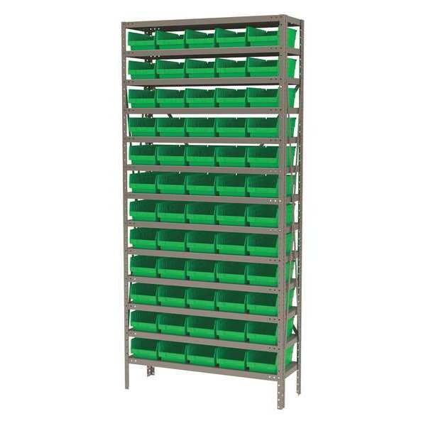 Steel Bin Shelving Unit, 13 Shelves, Gray/Blue
