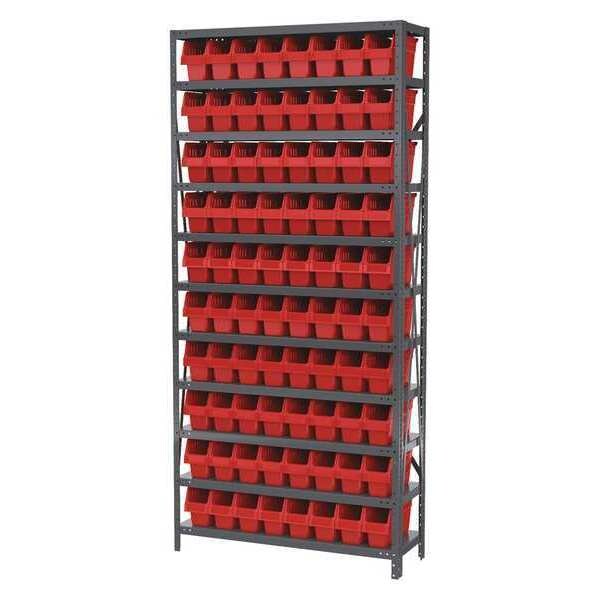 Steel Bin Shelving Kit, 11 Shelves, Gray/Blue