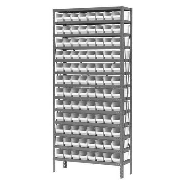 Steel Bin Shelving Kit, 13 Shelves, Gray/Red