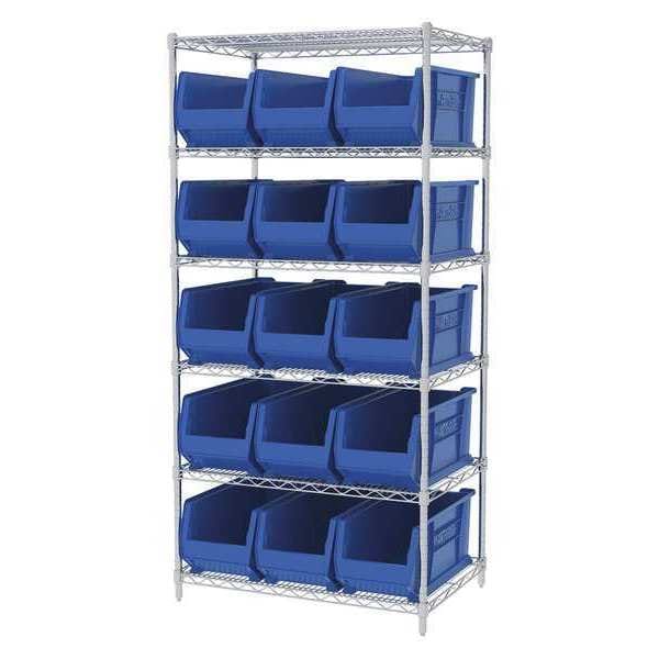 Wire Shelving, 8 Shelves, Silver/Red