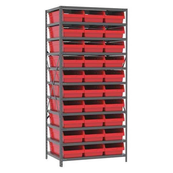 Steel Bin Shelving Unit, 11 Shelves, Gray/Blue