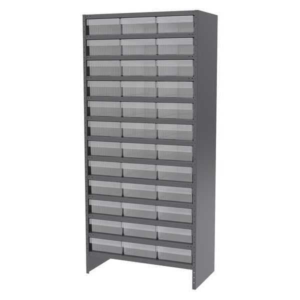 Steel Bin Shelving Kit, 13 Shelves, Gray/Blue