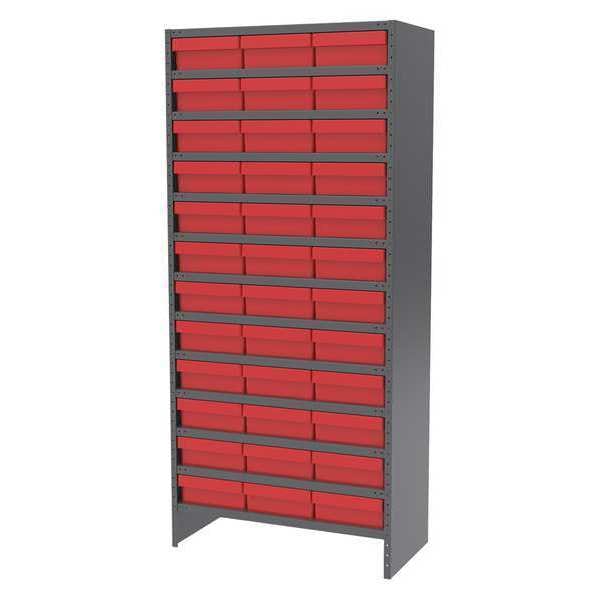 Steel Bin Shelving Unit, 13 Shelves, Gray