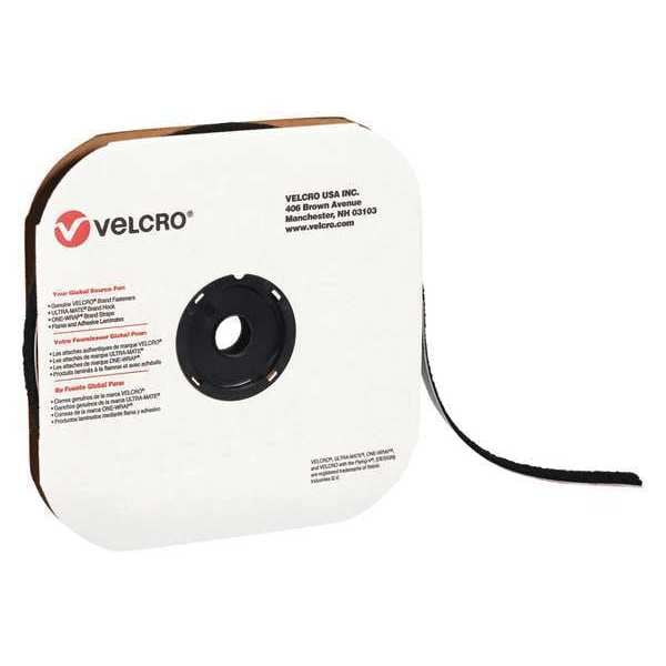 Tape, Strips, Hook, 1/2"x75ft., Blk, 75', 1/2" W, Black