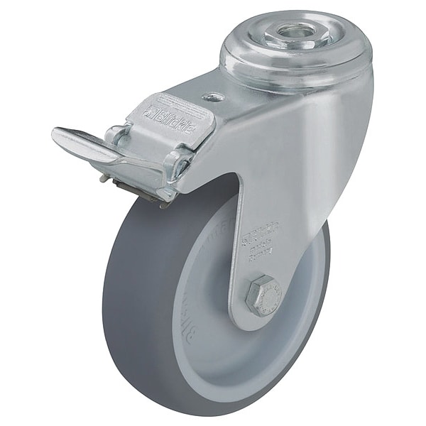 Kingpin Swivel Caster, Thrm Rubber, 4 in, 242 lb, Gry