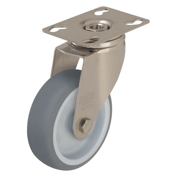 Swivel Plate Caster, Therm Rubber, 4 in., 242 lb.