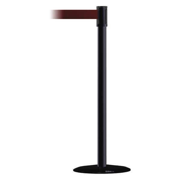 Barrier Post with Belt, Black, 13 ft Length, 38 in Post Height, No Legend, Basics