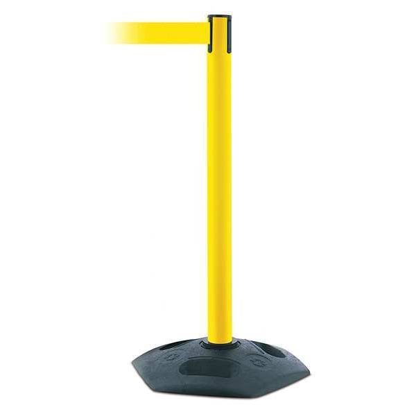 Barrier Post with Belt, Black, 13 ft Length, 38 in Post Height, No Legend
