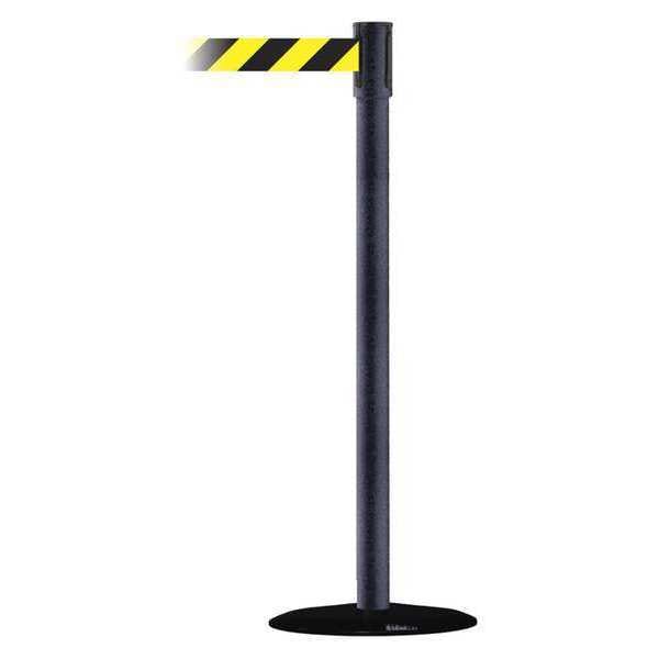Barrier Post with Belt, Black, 13 ft Length, 38 in Post Height, No Legend, Basics