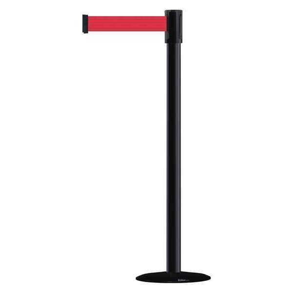 Barrier Post with Belt, Black, 13 ft Length, 38 in Post Height, No Legend, Basics