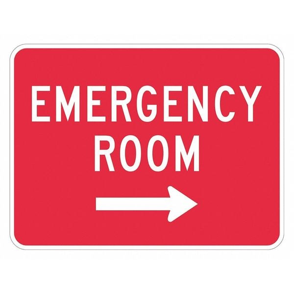 Emergency Room Traffic Sign, 12 in H, 18 in W, Aluminum, Horizontal Rectangle, T1-1806-DG_18x12