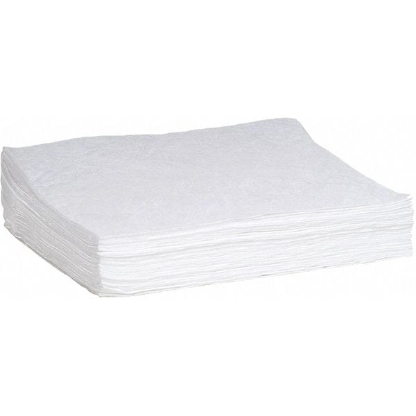 Sorbent Pad, 16 gal, 15 in x 19 in, Oil, White, 50 PK