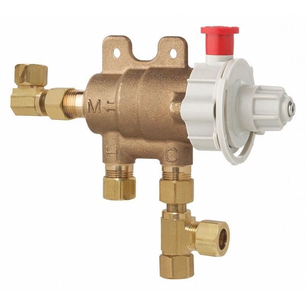 Mixing Valve, Brass, 4.6 gpm, 5" H, 5-7/8" W