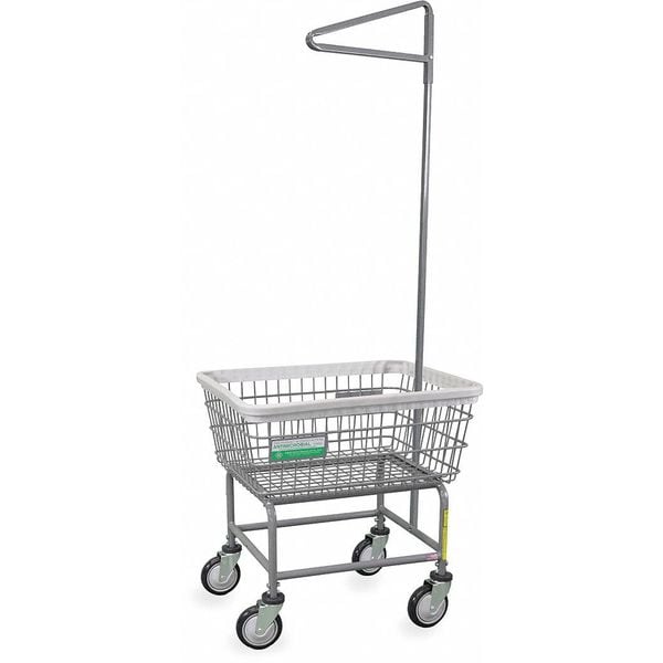 Antimicrobial Wire Utility Cart with Single Pole Rack, 2.5 Bushel