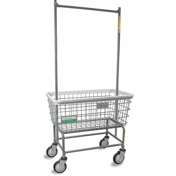 Antimicrobial Wire Utility Cart with Double Pole Rack, 4.5 Bushel