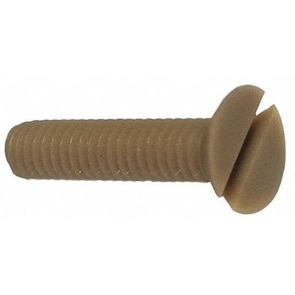 #10-24 x 1-1/2 in Slotted Flat Machine Screw, Plain PEEK, 10 PK