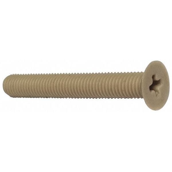 1/4"-20 x 1 in Slotted Flat Machine Screw, Plain PEEK, 10 PK